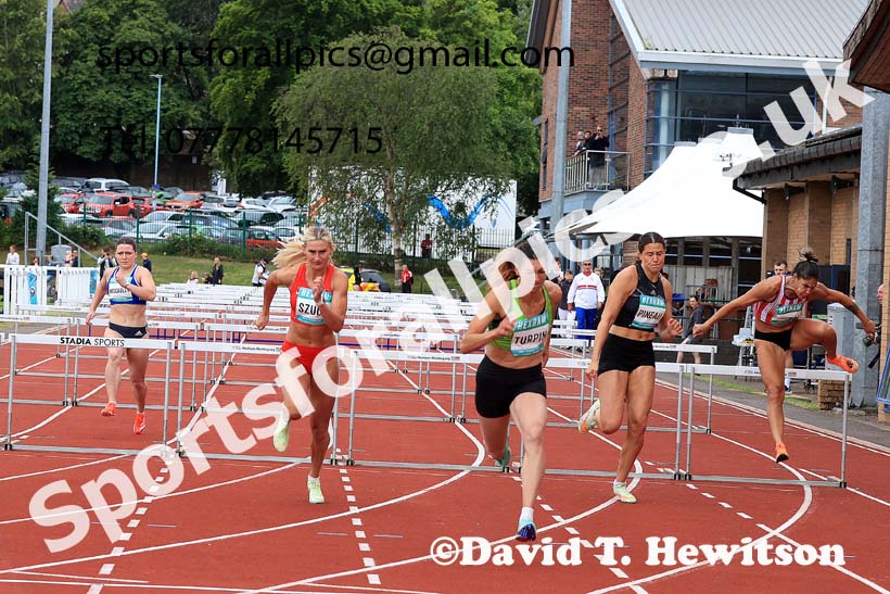 Womens Heptathlon 100 metres hurdles, 2024 EAP International Combined events, Hewcham, Northumberland.  Photo: David T. Hewitson/Sports for All Pics